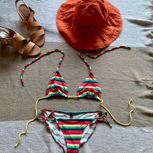 VIX colorful striped bathing suit SZ: M